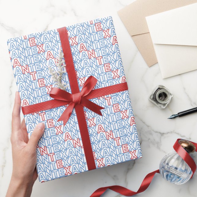 Red and Blue TEXAN Neon Geschenkpapier (Von Creator hochgeladen)