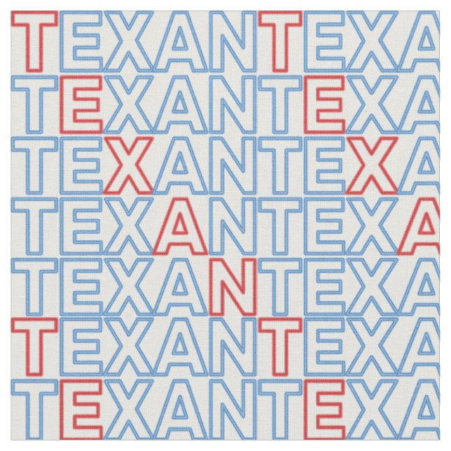 Red and Blue TEXAN Neon on White Stoff (Nahaufnahme)