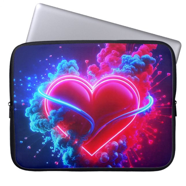 Red and Blue Valentine Heart on an Electronics Bag Laptopschutzhülle (Vorderseite)