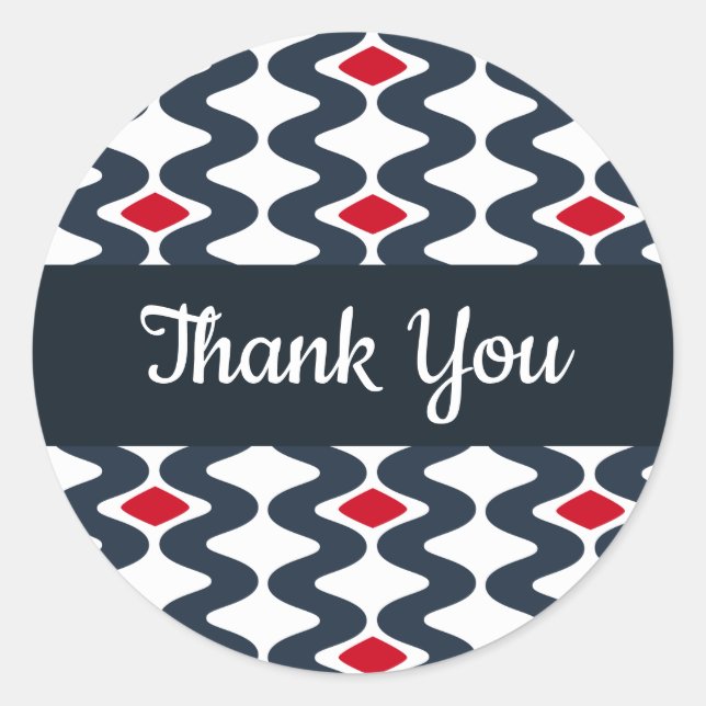 Red and Blue Wavy Vielen Dank, dass Sie Sticker (Vorderseite)