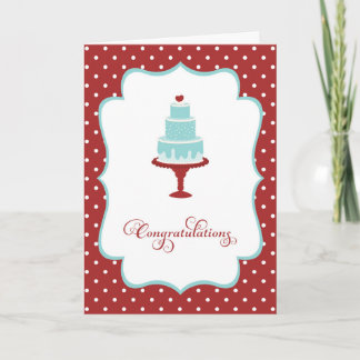 Red and Blue Wedding Cake Herzlichen Glückwunsch Karte