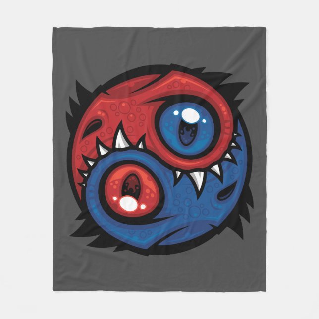Red and Blue Yin Yang Dragons Fleecedecke (Vorderseite)