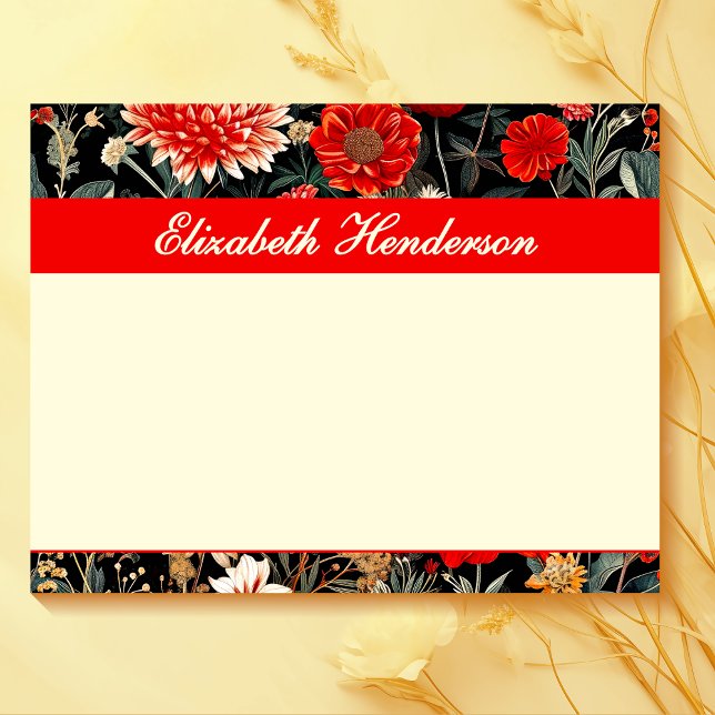 Red and Cream Dark Floral Large Notepad Notizblock (Von Creator hochgeladen)