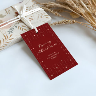 Red and Cream Stars frohe Weihnachten Geschenkanhänger