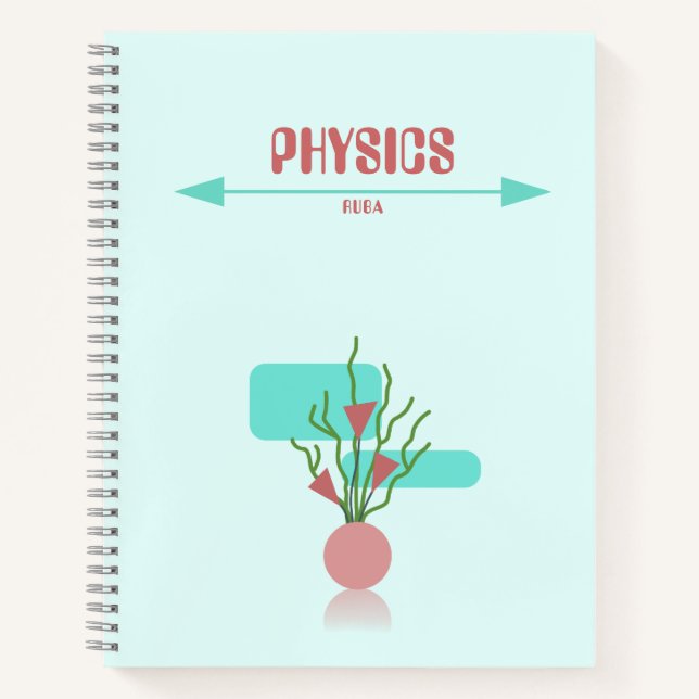 Red and cyan geometric floral Notebook Notizbuch (Vorderseite)