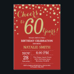 Red and Gold 60. Geburtstag Diamond Einladung<br><div class="desc">60. Geburtstag Einladung mit Red und Gold Glitzer Diamond Hintergrund. Gold Confetti. Erwachsener Geburtstag. Männer oder Frauen zum Geburtstag.
Für weitere Anpassungen klicken Sie bitte auf die Schaltfläche "Anpassen" und verwenden Sie unser Designwerkzeug,  um diese Vorlage zu ändern.</div>