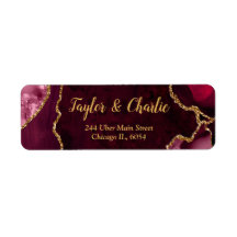 Red and Gold Agate Marble Wedding