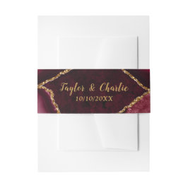 Red and Gold Agate Marble Wedding Einladungsbanderole