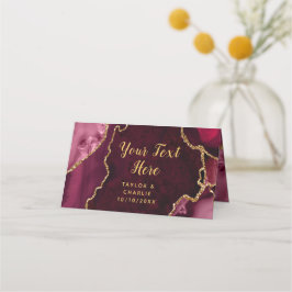 Red and Gold Agate Marble Wedding Platzkarte