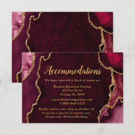 Red and Gold Agate Wedding Accommodations Begleitkarte