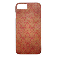 Red and Gold Art Nouveau Damask