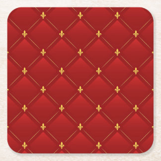 Red and Gold Art Nouveau Pattern Rechteckiger Pappuntersetzer