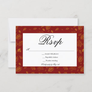 Red and Gold Blätter RSVP Card