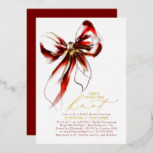 Red and Gold Bow Elegant Whimsical Bridal Shower