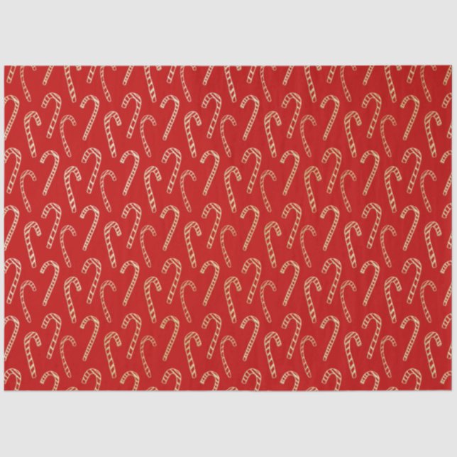 Red and Gold Candy Canes Red Christmas Seidenpapier (Vorderseite)