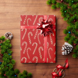 Red and Gold Candy Canes Weihnachtswrapping Paper Geschenkpapier