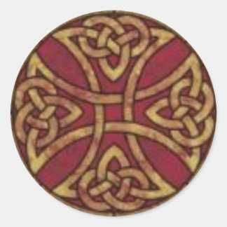 Red and Gold Celtic Knot Runder Aufkleber