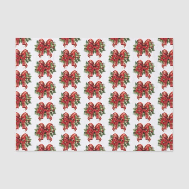 Red and Gold Christmas Bow Festive Patterns Seidenpapier (Vorderseite)