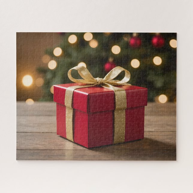 Red And Gold Christmas Gift Puzzle (Horizontal)