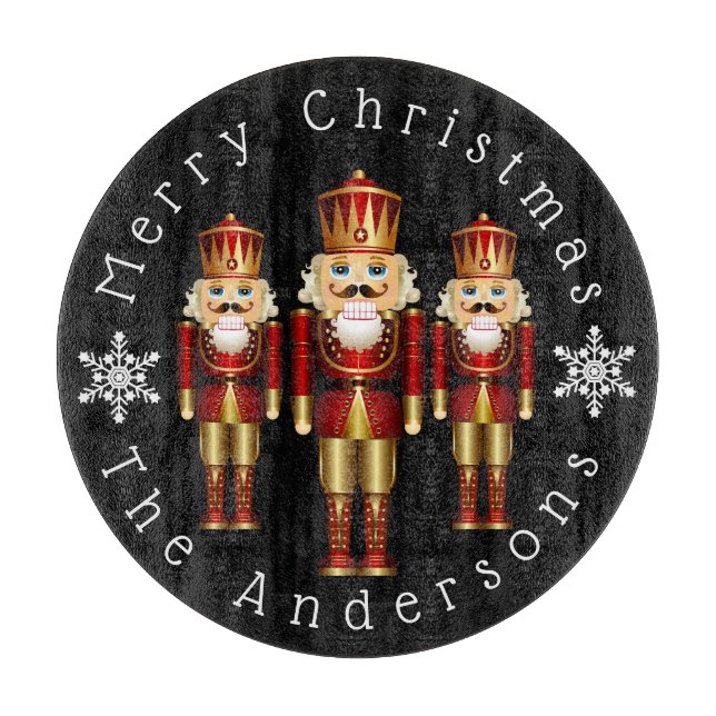 Red and Gold Christmas Nutcracker personalisieren  Schneidebrett (Vorderseite)