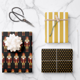 Red and Gold Christmas Nutcrackers Wrapping Paper Geschenkpapier Set
