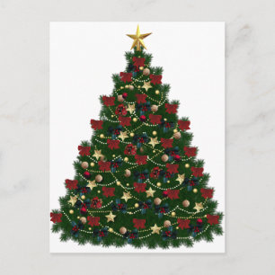 Red and Gold Christmas Tree Feiertagspostkarte