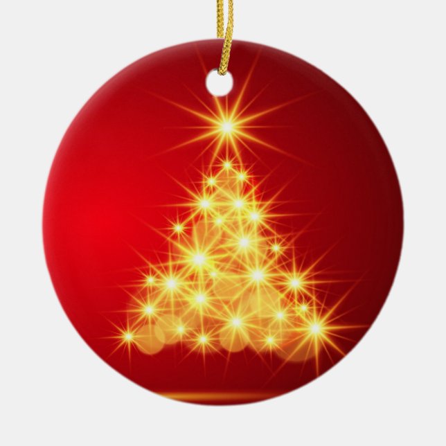 Red and Gold Christmas Tree Keramik Ornament (Vorne)
