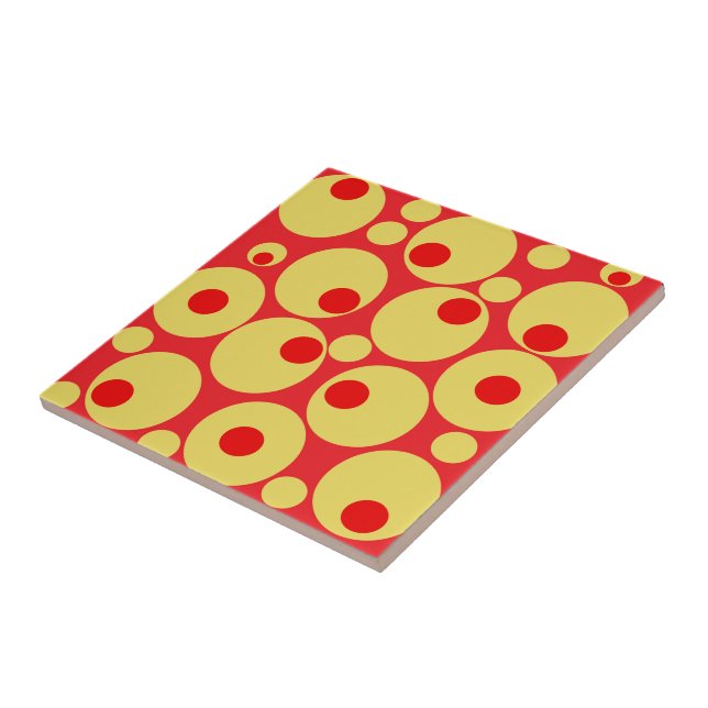 Red and Gold Circles Fliese (Seite)