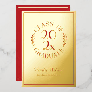 Red and Gold Class of 2025 Graduation Party Folieneinladung