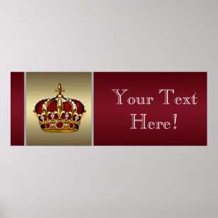 Red and Gold Crown Prince Baby Showbanner Poster