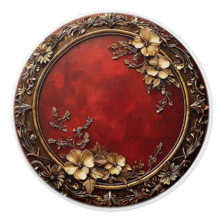 Red and Gold Dark Academia Floral Design Keramikknauf