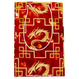 Red and Gold Dragon Mittlere Geschenktüte