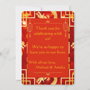 Red and Gold Dragon Wedding Dankeschön Card Dankeskarte