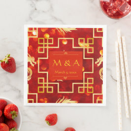 Red and Gold Dragon Wedding Dinner Napkins Serviette