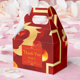 Red and Gold Dragon Wedding Gable Favor Box Geschenkschachtel