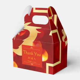Red and Gold Dragon Wedding Gable Favor Box Geschenkschachtel