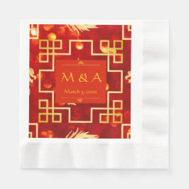Red and Gold Dragon Wedding Luncheon Napkins Serviette