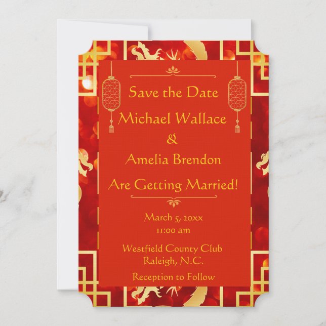 Red and Gold Dragon Wedding Save the Date