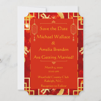 Red and Gold Dragon Wedding Save the Date