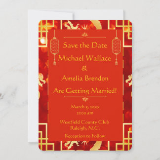 Red and Gold Dragon Wedding Save the Date