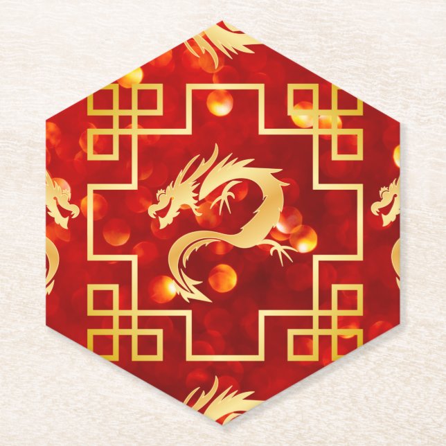 Red and Gold Dragon Wedding Untersetzer (Vorderseite)