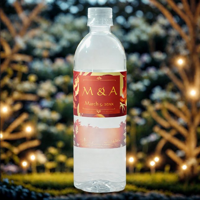 Red and Gold Dragon Wedding Wasserflaschenetikett (Von Creator hochgeladen)