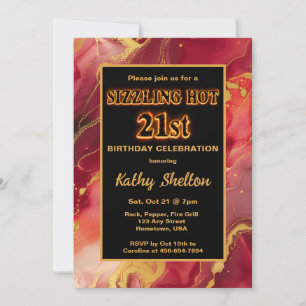 Red and Gold Flaming Hot 21. Geburtstag Einladung
