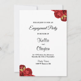 Red and Gold Flor Engagement Party Einladung