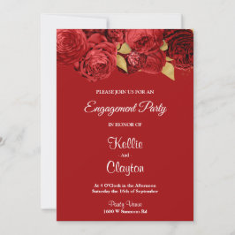 Red and Gold Flor Engagement Party Einladung