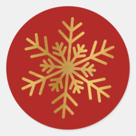 Red and Gold Foil Snowflake Luxury Holiday Sticker