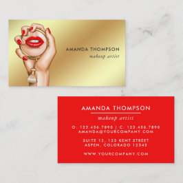 Red and Gold Glam Chic Business Card Visitenkarte