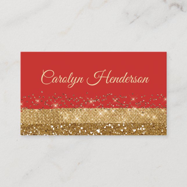 Red and Gold Glittery Business Card Visitenkarte (Vorderseite)