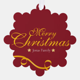 Red and Gold Hanging Paper Tag With Photo Ornament Karte