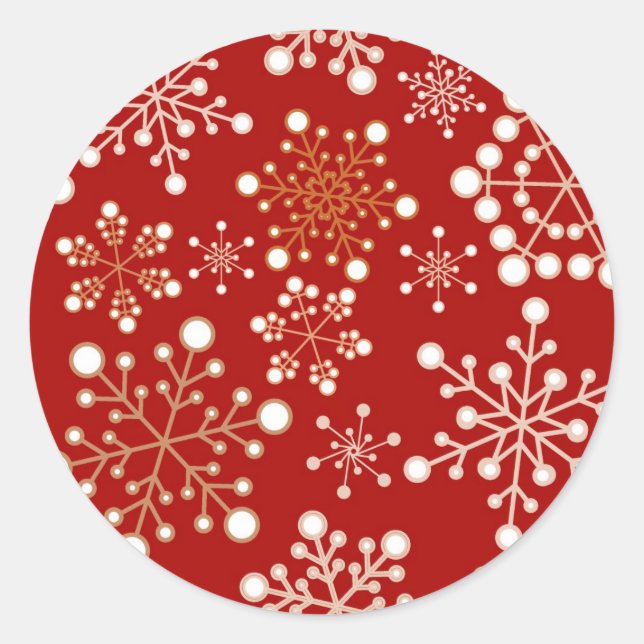 Red and Gold Holiday Pattern Runder Aufkleber (Vorderseite)